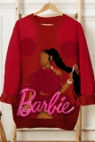 Royal Blue Casual African Girl Print O Neck Long Sleeve Fall Winter Sweatshirt