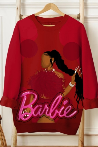 Royal Blue Casual African Girl Print O Neck Long Sleeve Fall Winter Sweatshirt