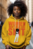 Turmeric African Figure Print Hooded Long Sleeve Casual Fall Winter Sweatshirt