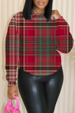 Red Graphics Print O Neck Long Sleeve Casual Fall Winter Sweatshirt