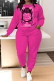 White Rose Red Barbie Girl Print O Neck Long Sleeve Sweatshirt And Pocket Skinny Pants Sportwear Matching Sweatsuit Set