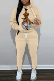Pink Barbi Girl Print Long Sleeve Hooded Sweatshirt and Pants Casual Sportwear Matching Sweatsuit set