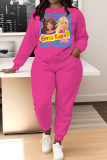 White Rose Red Barbie Girl Print O Neck Long Sleeve Sweatshirt And Pocket Skinny Pants Sportwear Matching Sweatsuit Set