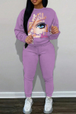 White Rose Black Barbie Girl Print O Neck Long Sleeve Sweatshirt And Pocket Skinny Pants Sportwear Matching Sweatsuit Set