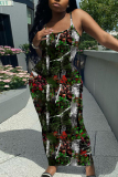 Black Graphics Print Sleeveless Backless Spaghetti Strap Summer Casual Outings Vacation Bodycon Maxi Slip Dress