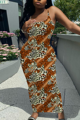 Black Graphics Print Sleeveless Backless Spaghetti Strap Summer Casual Outings Vacation Bodycon Maxi Slip Dress