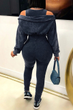 Dark Grey Spaghetti Strap Dropped Shoulder Long Sleeve Casual Outing Bodycon Jumpsuits