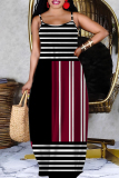 Red Graphics Print Sleeveless Backless Spaghetti Strap Floor Length Casual Outing Straight Loose Maxi Slip Dress
