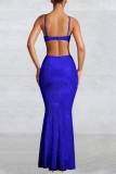 Red Hot Drill Hollow Out Backless Spaghetti Strap Formal Evening Party Prom Wedding Guest Bodycon Maxi Dresses