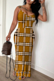 Pink Graphics Print Sleeveless Backless Spaghetti Strap Square Neck Vacation Bodycon Maxi Slip Dress