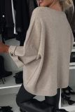 White O Neck 3/4 Sleeve Buttons Casual Knitted Sweater Tops