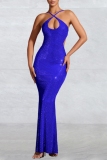 Red Hot Drill Hollow Out Backless Spaghetti Strap Formal Evening Party Prom Wedding Guest Bodycon Maxi Dresses