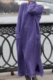 Claret Street O Neck Long Sleeve Floor Length Straight Loose Knitted Sweatshirt Maxi Dresses