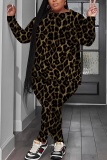 Orange Graphics Print O Neck Long Sleeve Sweatshirt And Skinny Pants Casual Two Pieces Trouser Sets
