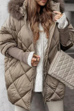 Grey Casual Paisley Zipper Hooded Fall Winter Cotton Jackets
