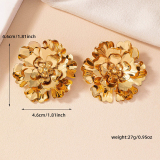 Gold-Toned Textured Flower Shape Earrings