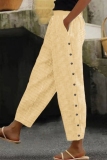 Grey Striped Print High Waist Pocket Casual Vacation Pants