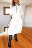Brown O Neck Long Sleeve Long Casual Outing Maxi Dresses