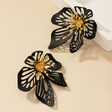 Gold-Toned Filigree Floral Leaf Hollow Out Earrings