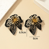 Gold-Toned Filigree Floral Leaf Hollow Out Earrings
