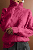 Off White Turtleneck Long Sleeve Casual Knitted Sweater Tops