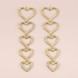 White Heart Pattern Hollow Out Rhinestone Decor Tassel Earrings