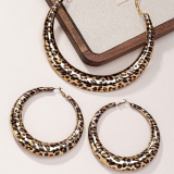 Leopard Print Hollowed Out Earrings Bohemian Necklace Set