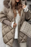 Grey Casual Paisley Zipper Hooded Fall Winter Cotton Jackets