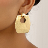 Gold-Toned Geometric Square Hollow Out Earrings