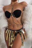 Glod Chains Low Waist Beachwear Irregular Mini Skirt