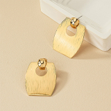 Gold-Toned Geometric Square Hollow Out Earrings