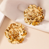Gold-Toned Textured Flower Shape Earrings