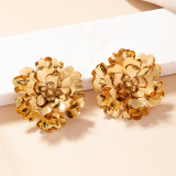 Gold-Toned Textured Flower Shape Earrings