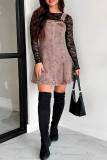 Black Sleeveless Square Neck Distressed Buttons Casual Loose Strappy Denim Vest Mini Dresses