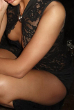 Black Sleeveless O Neck Hollow Out High Slit Formal Evening Party Prom Lace Maxi Dresses