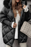 Grey Casual Paisley Zipper Hooded Fall Winter Cotton Jackets