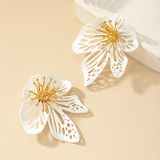 Gold-Toned Filigree Floral Leaf Hollow Out Earrings