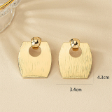 Gold-Toned Geometric Square Hollow Out Earrings