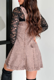 Black Sleeveless Square Neck Distressed Buttons Casual Loose Strappy Denim Vest Mini Dresses