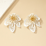 Gold-Toned Filigree Floral Leaf Hollow Out Earrings