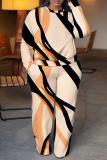 Black Graphics Print O Neck Long Sleeve Sweatshirt And Wide Leg Pants Casual Sportwear Two Pieces Jogger Sets