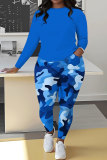 Pink Camouflage Print O Neck Long Sleeve Sweatshirt And Skinny Pants Sportwear Casual Two Pieces Tracksuit Sweatpants Set