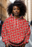 Yellow Graphics Print Long Sleeve Fall Winter Casual Plus Size Hooded Sweatshirts