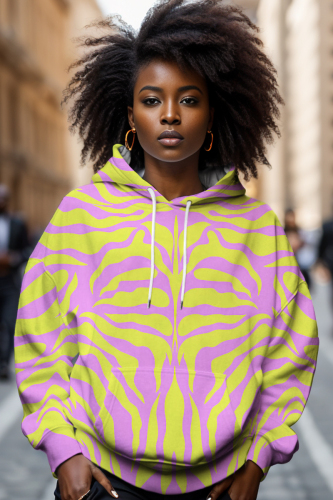 Yellow Graphics Print Long Sleeve Fall Winter Casual Plus Size Hooded Sweatshirts