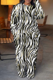 Black Graphics Print O Neck Long Sleeve Sweatshirt And Wide Leg Pants Casual Sportwear Two Pieces Jogger Sets