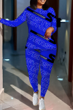 Yellow Graphics Print O Neck Long Sleeve Sweatshirt And Skinny Pants Sportwear Casual Two Pieces Tracksuit Sweatpants Set