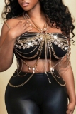 Glod Backless Night Club Chains Tassel Vest Accessories