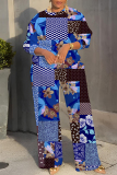 Orange Graphics Boho Print O Neck Long Sleeve Sweatshirt And Wide Leg Pants Casual Sportwear Two Pieces Jogger Sets