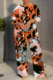 Multicolor Graphics Print O Neck Long Sleeve Sweatshirt And Wide Leg Pants Casual Sportwear Two Pieces Jogger Sets