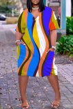 White Graphics Print V Neck Long Sleeve Plus Size Loose Pockets Casual Outing Midi T-Shirt Dress